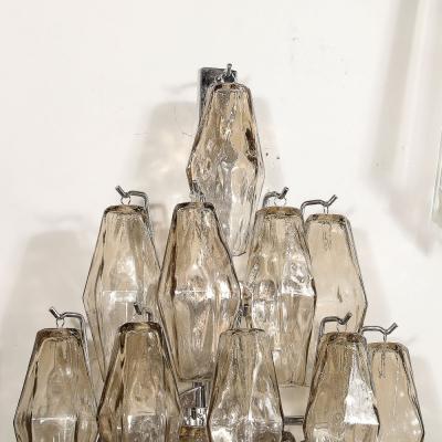 Set of 4 Modernist Handblown Smoked Murano Glass Diamond Form Polyhedral Sconces