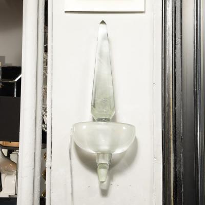 Set of 4 Modernist Murano Pearlescent Glass w 24K White Gold Obelisk Sconces