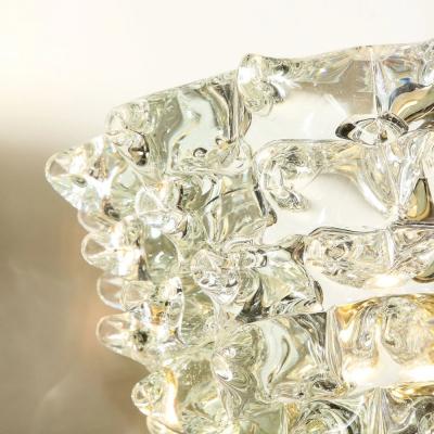 Set of 4 Modernist Transparent Rostrato Murano Glass Brass Sconces