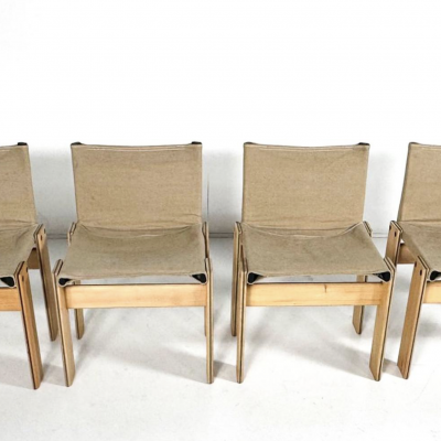 Set of 4 Monk Dining Chairs by Afra Tobia Scarpa for Molteni 1970s