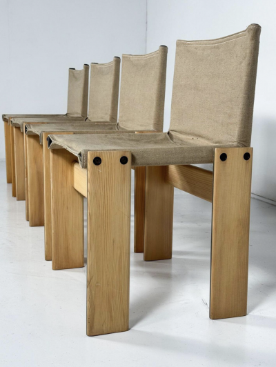 Set of 4 Monk Dining Chairs by Afra Tobia Scarpa for Molteni 1970s