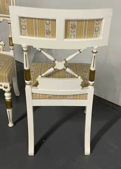 Set of 4 Neoclassical Gustavian Style Chairs Parcel Gilt and Painted Sphinx