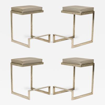 Set of 4 Old Hickory Horchow for Neiman Marcus Flat Bar Cantilever Bar Stools