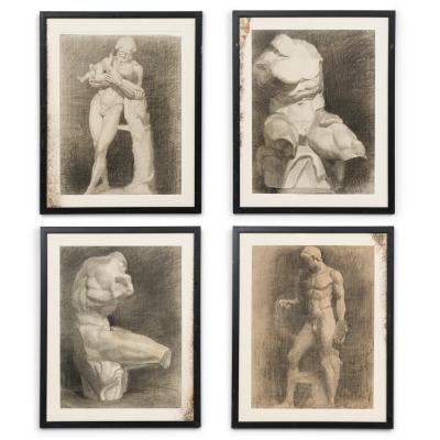 Set of 4 Old Master Academic Charcoals