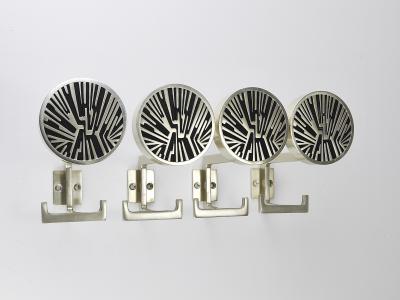 Set of 4 Op Art Wall Coat Hooks Mid Century Modern Austria 1960s