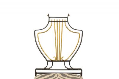 Set of 4 Outdoor American Art Moderne Lyre Side Chairs