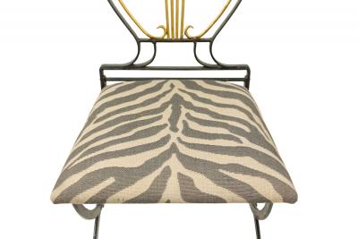 Set of 4 Outdoor American Art Moderne Lyre Side Chairs