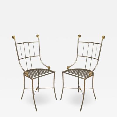 Set of 4 Outdoor English Regency Brass Side Chairs