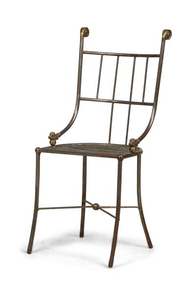 Set of 4 Outdoor English Regency Brass Side Chairs