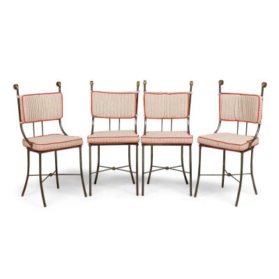 Set of 4 Outdoor English Regency Brass Side Chairs