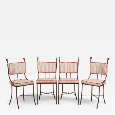 Set of 4 Outdoor English Regency Brass Side Chairs