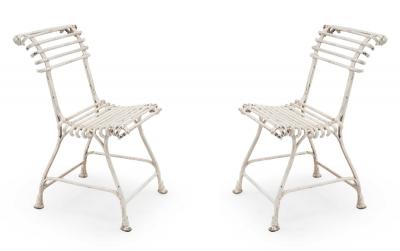 Set of 4 Outdoor Painted Iron Side Chairs