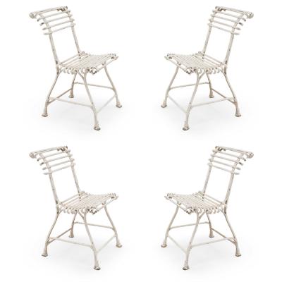 Set of 4 Outdoor Painted Iron Side Chairs