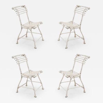 Set of 4 Outdoor Painted Iron Side Chairs