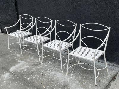 Set of 4 Regency Style Wrought Iron Armchairs