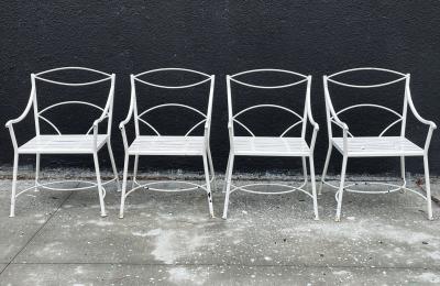 Set of 4 Regency Style Wrought Iron Armchairs