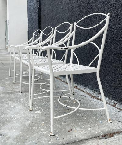 Set of 4 Regency Style Wrought Iron Armchairs