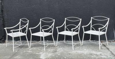 Set of 4 Regency Style Wrought Iron Armchairs