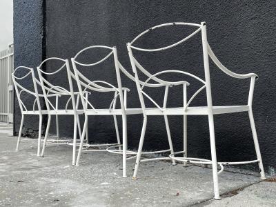 Set of 4 Regency Style Wrought Iron Armchairs