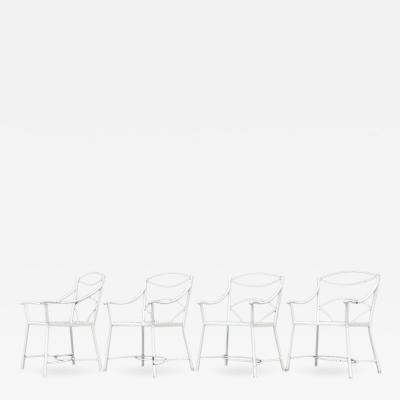Set of 4 Regency Style Wrought Iron Armchairs