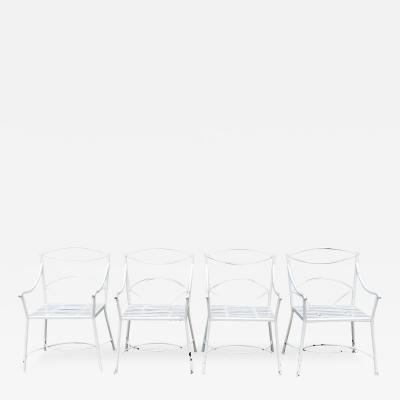 Set of 4 Regency Style Wrought Iron Armchairs