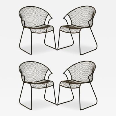 Set of 4 Russell Woodard Dining Chairs with Concave Seat and Curved Back