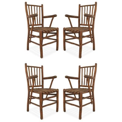 Set of 4 Rustic Old Hickory Arm Chairs