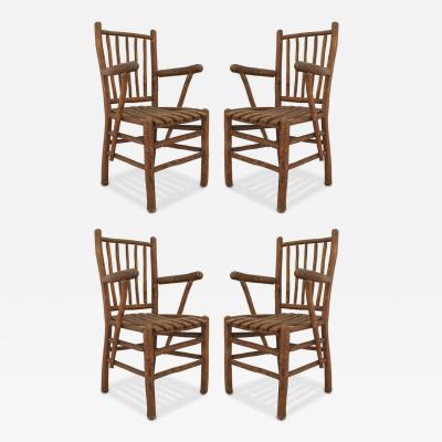 Set of 4 Rustic Old Hickory Arm Chairs