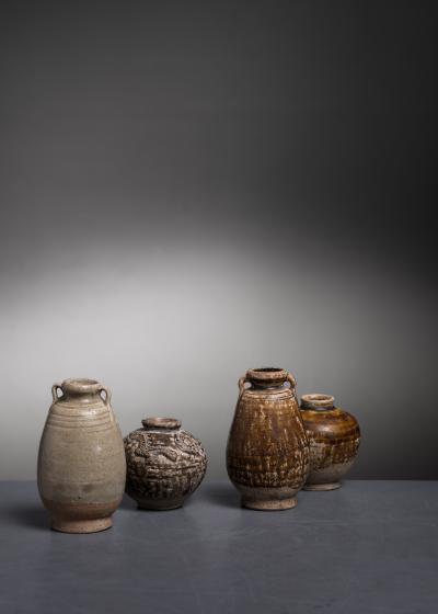 Set of 4 South East Asian glazed jarlets