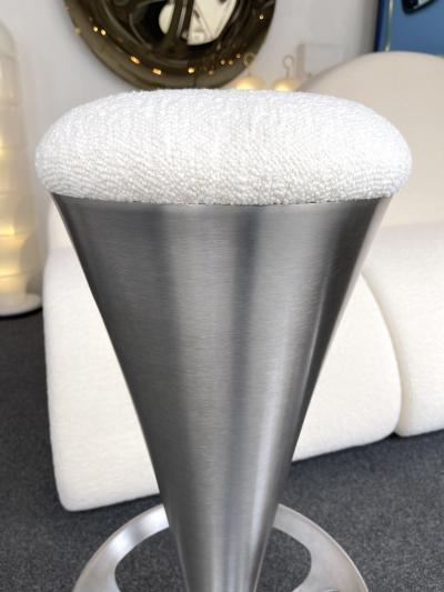 Set of 4 Stainless Steel Cone Bar Stools Italy 1990s
