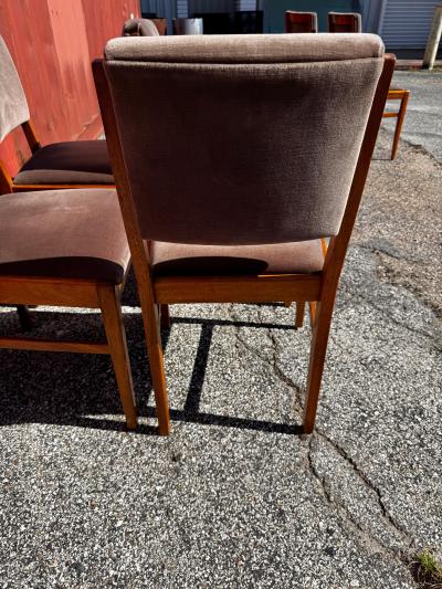Set of 4 Swedish Velour Upholstered Teak Dining Side Chairs