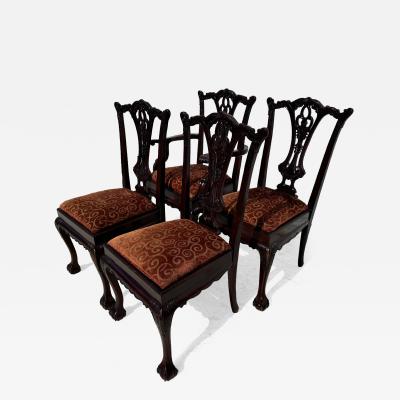 Set of 4 Vintage English Mahogany Chippendale Style Dining Chairs