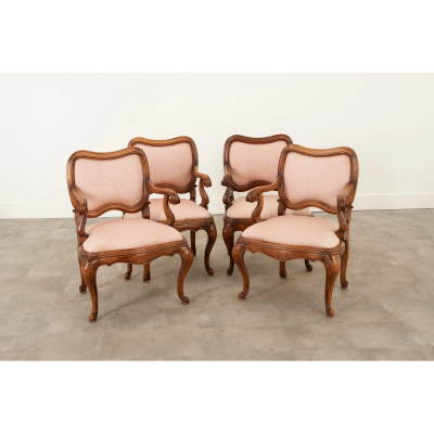 Set of 4 Vintage Italian Rococo Arm Chairs