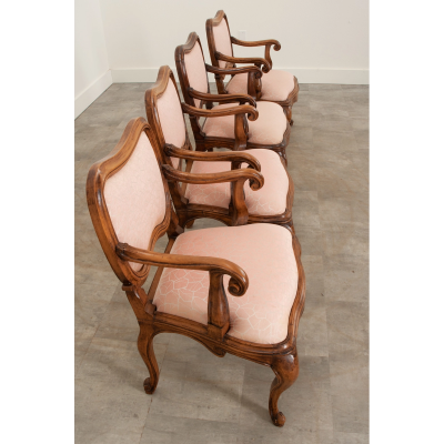 Set of 4 Vintage Italian Rococo Arm Chairs