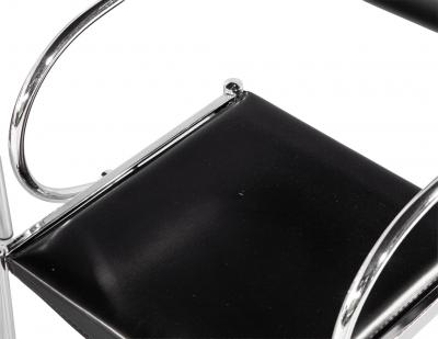 Set of 4 Vintage Modern Black Leather Tubular Metal Chairs