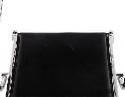 Set of 4 Vintage Modern Black Leather Tubular Metal Chairs