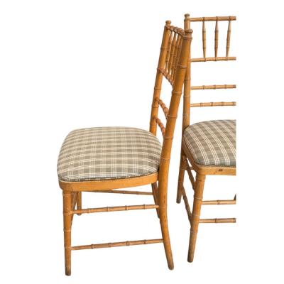 Set of 4 Vintage Swedish Beechwood Faux Bamboo Side or Dining Chairs