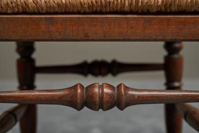 Set of 4 Whimsical Chairs in Oak and Rush 1950s