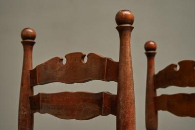 Set of 4 Whimsical Chairs in Oak and Rush 1950s