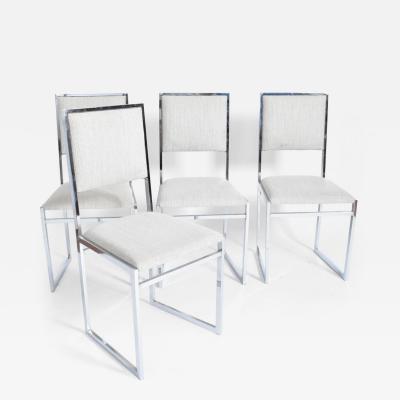 Set of 4 Willy Rizzo style chromed chairs 1970s 