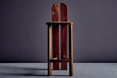 Set of 4 Wooden Bar Stools with Cane Seats