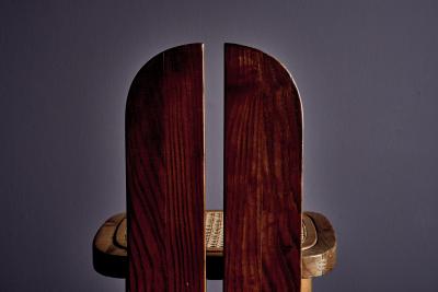 Set of 4 Wooden Bar Stools with Cane Seats