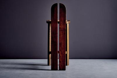 Set of 4 Wooden Bar Stools with Cane Seats