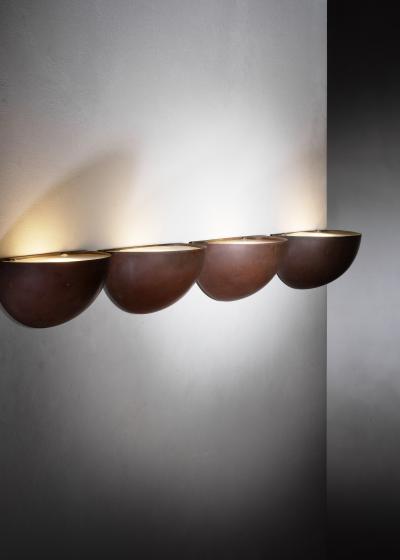 Set of 4 copper wall lamps
