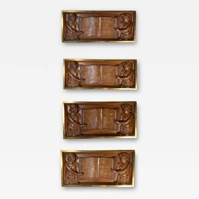 Set of 4 wooden carve panels