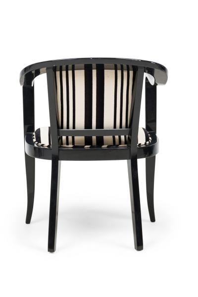 Set of 5 American Mid Century Ed Wormley Ebonized With Striped Upholestory Armch
