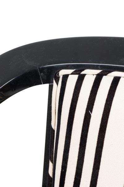 Set of 5 American Mid Century Ed Wormley Ebonized With Striped Upholestory Armch