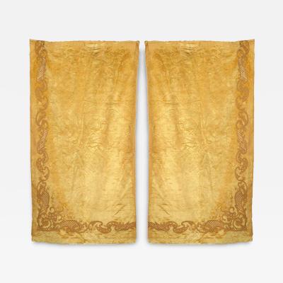 Set of 5 English Victorian Style Gold Velvet Drapes