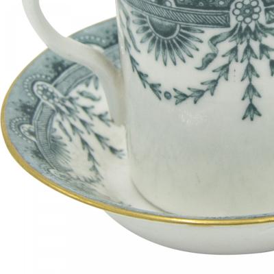 Set of 5 English Victorian Worcester Porcelain Teacups and Saucers