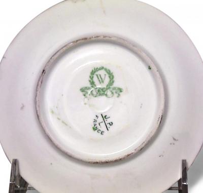 Set of 5 French Victorian Porcelain Floral Teacups